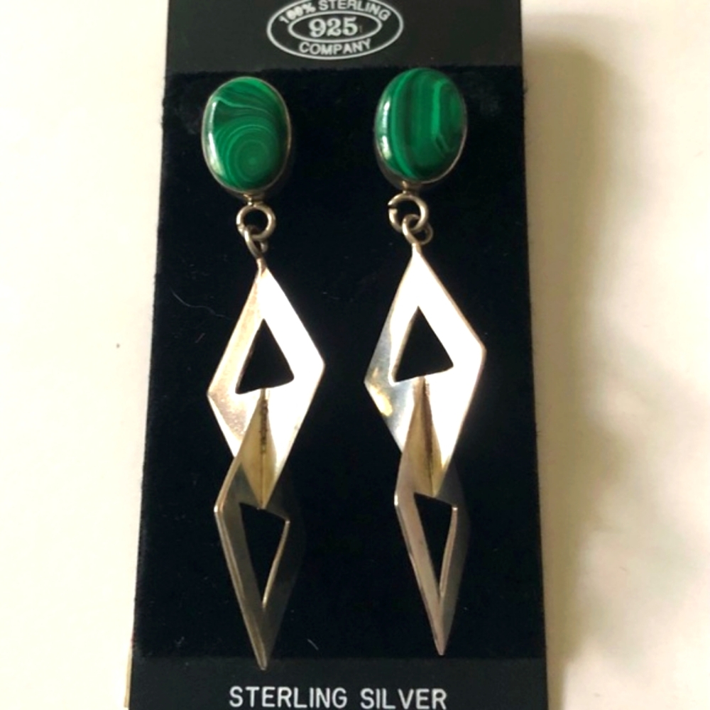 E:1 Vintage Ted Ott Native American Navajo Sterling Silver Heavy Earrings